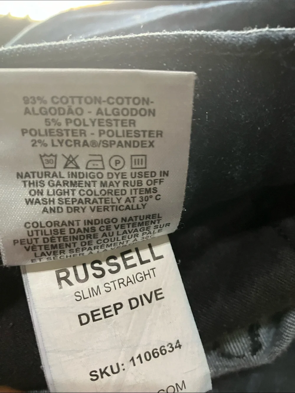DL1961 42 x 34 Russell slim straight jeans